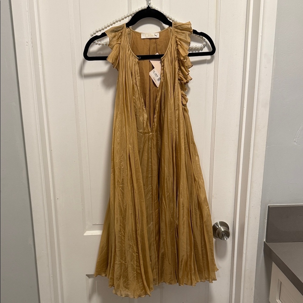 Chloe Gold Ruffled Dress